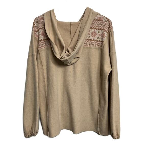 easel los angeles Two Tone Hoodie Pullover Beige Medium - Picture 2 of 6